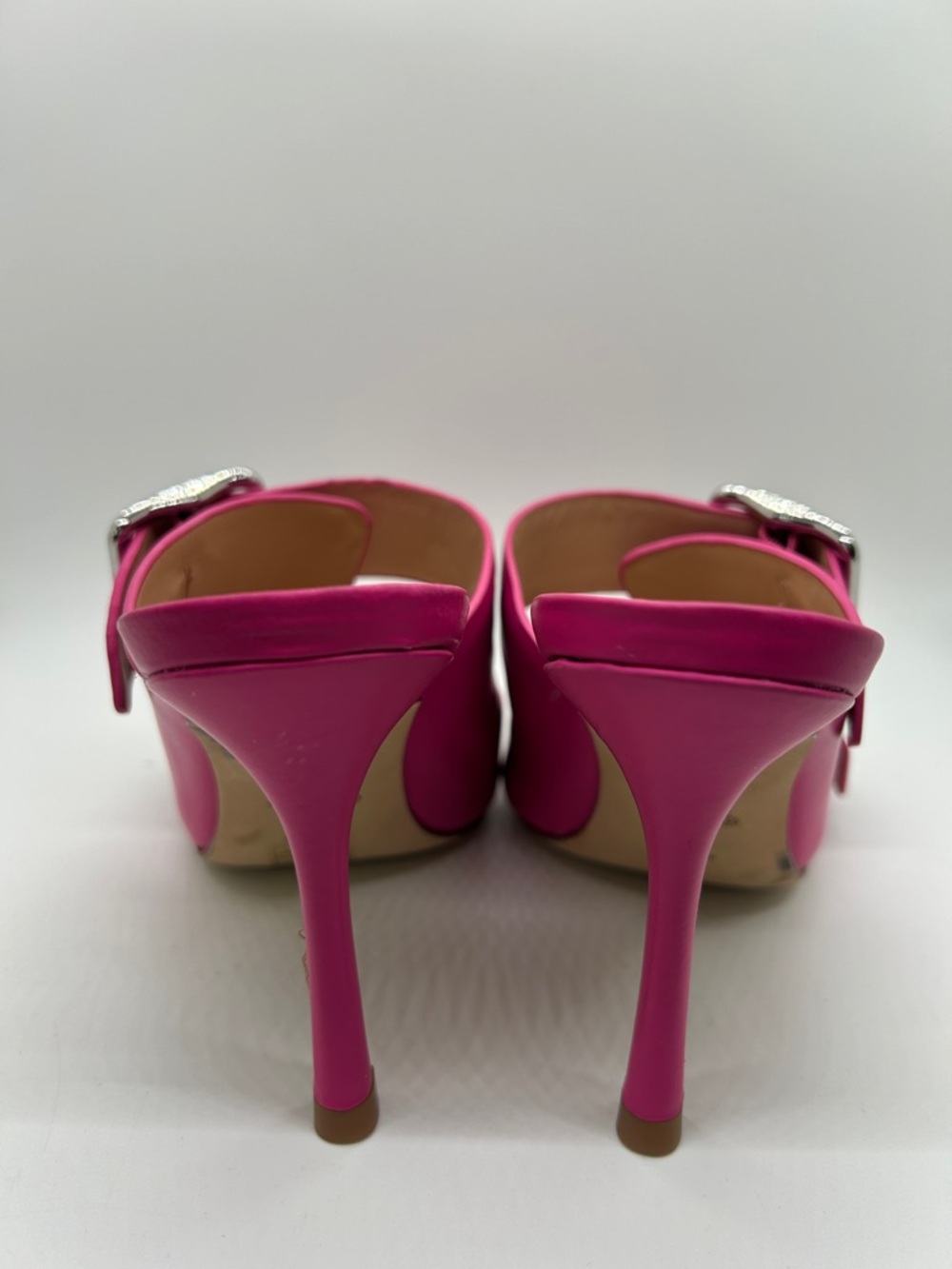 COACH Bright Pink Leather Double-Buckle Slide Stiletto Heels Shoes *Size 6.5* 🌸🌸 - Picture 6 of 9